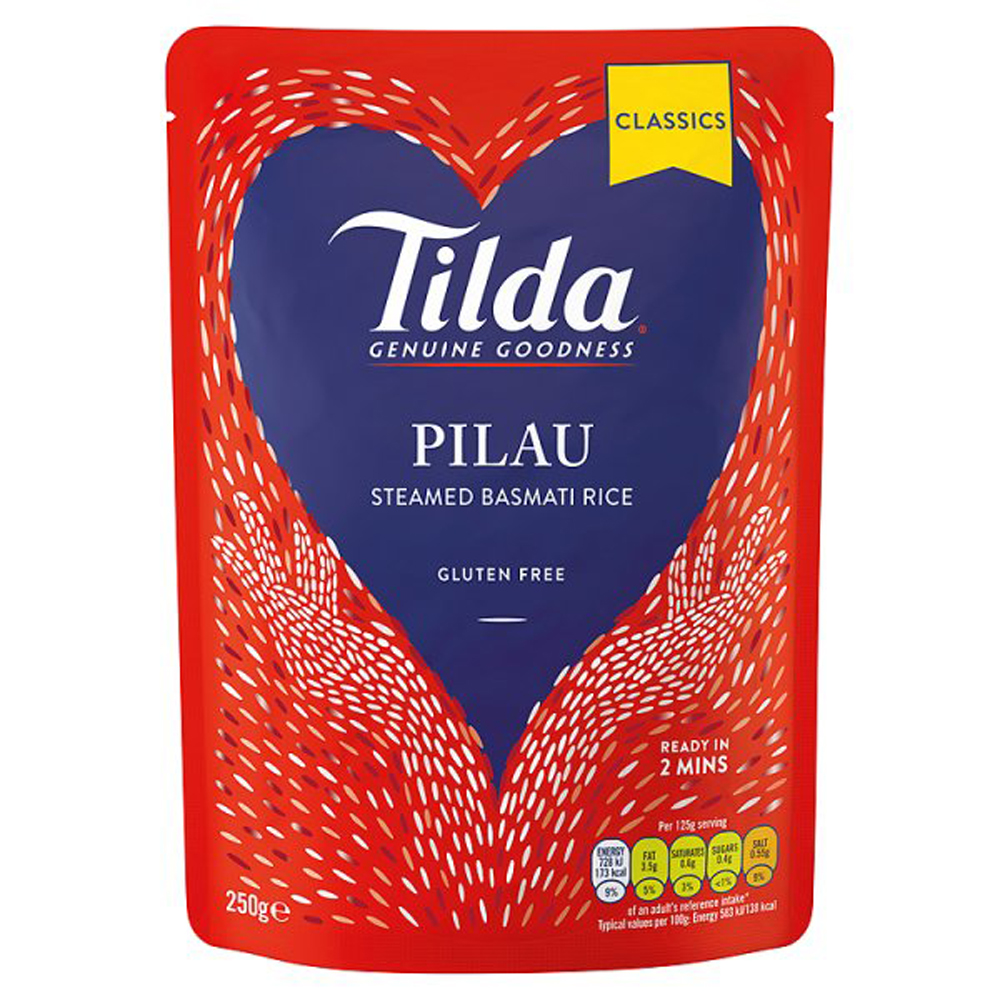Tilda Classic Steamed Pilau Basmati Rice 250g pack shot