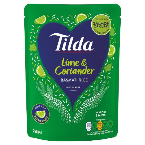 Tilda Special Steamed Lime Coriander Rice 250g pack shot