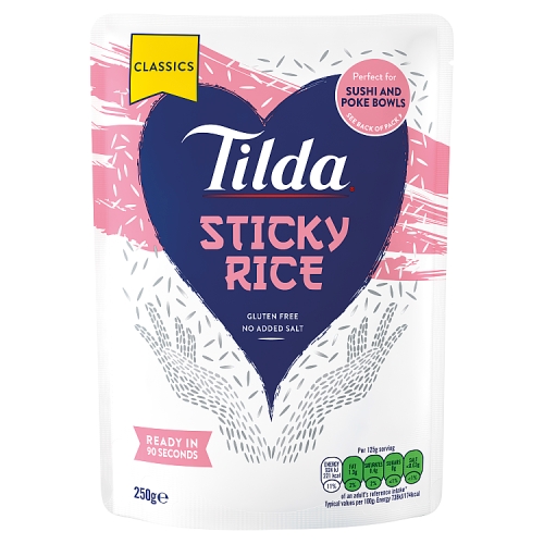 Tilda Classic Steamed Sticky Medium Grain Rice 250g pack shot