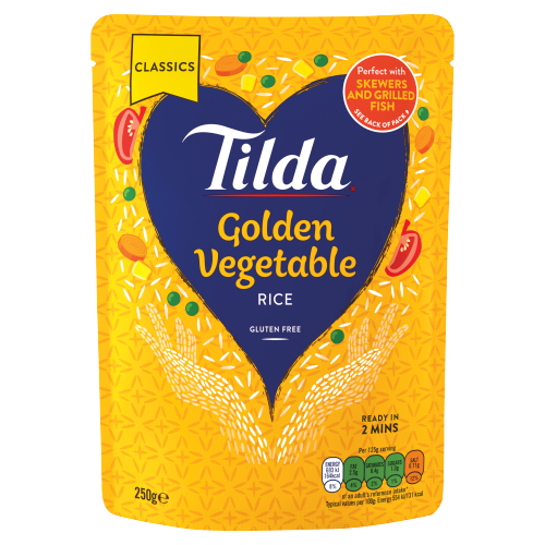 Tilda Classic Golden Vegetable Long Grain Rice 250g pack shot