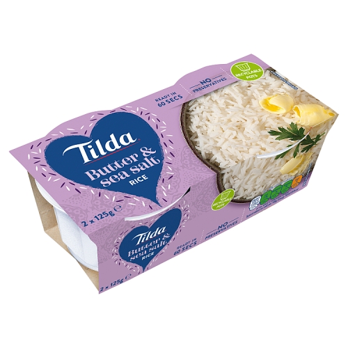 Tilda Butter and Sea Salt Rice Pots 2pk (2 x 125g) pack shot