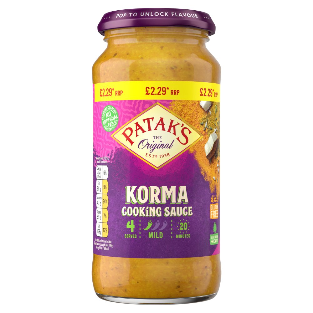Pataks Korma Sauce 450g PMP pack shot