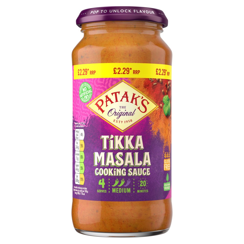 Pataks Tikka Masala Sauce 450g PMP pack shot