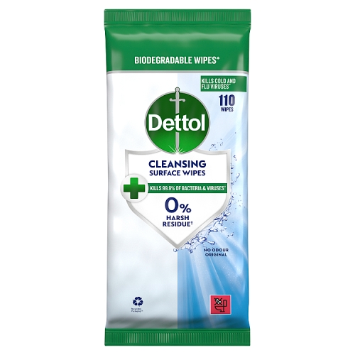 Dettol Surface Cleanser Biodegradable Wipes 110s pack shot