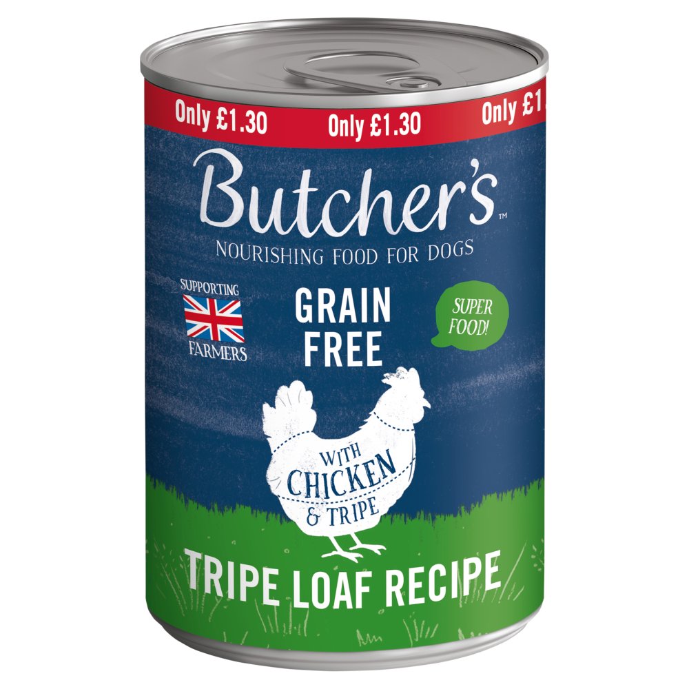 Butchers Chicken & Tripe Dog Food Tin 400g PMP pack shot