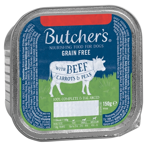 Butchers Beef & Vegetable Dog Food Tray 150g PMP pack shot