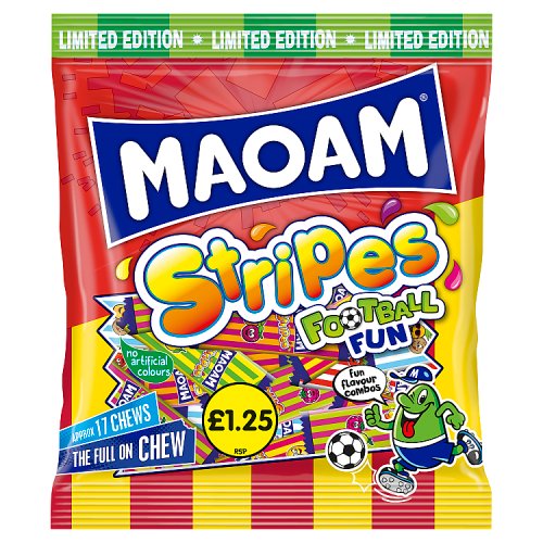 Haribo Bag Maoam Stripes Football Fun PM £1.25 140g pack shot
