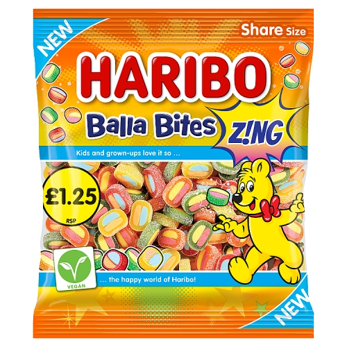Haribo Balla Bites Zing PM £1.25 140g pack shot