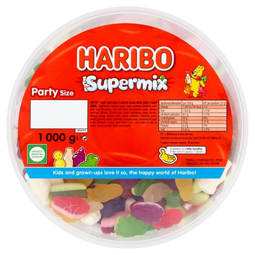 Haribo Supermix Tub 1kg pack shot
