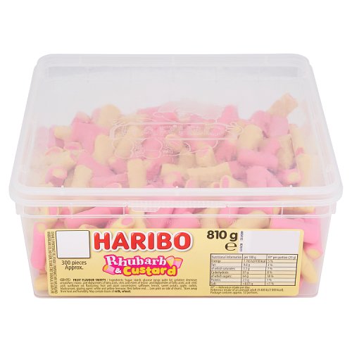 Haribo Rhubarb & Custard Tub 810g pack shot