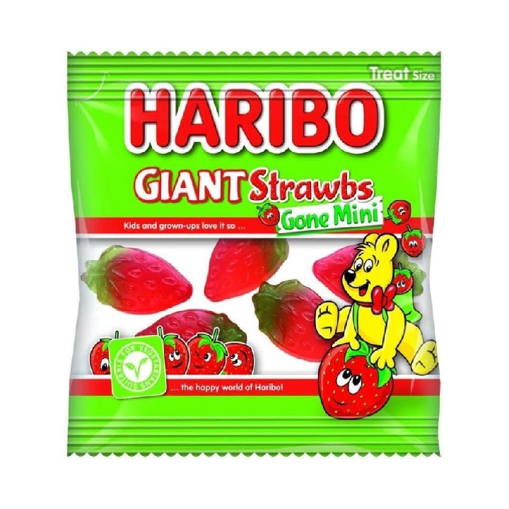 Haribo Bag Giant Strawbs Gone Mini 16g pack shot