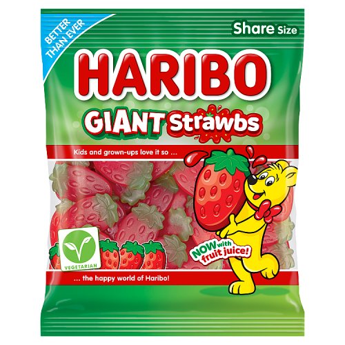 Haribo Bag Giant Strawbs 160g pack shot