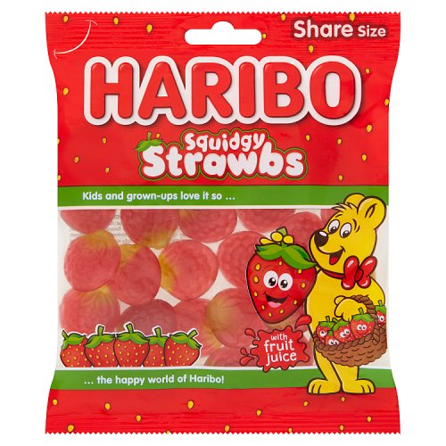 Haribo Bags Squidgy Strawbs 160g pack shot
