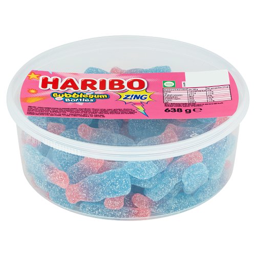 Haribo Bubblegum Bottles Zing Tub 638g pack shot