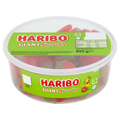 Haribo Giant Strawbs Tub 825g pack shot