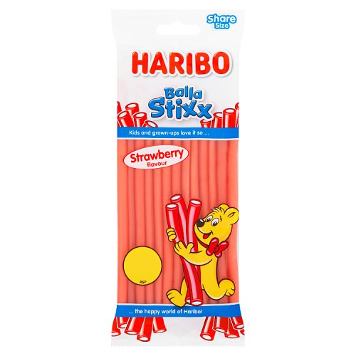 Haribo Bag Balla Stixx Strawberry PM £1.25 140g pack shot