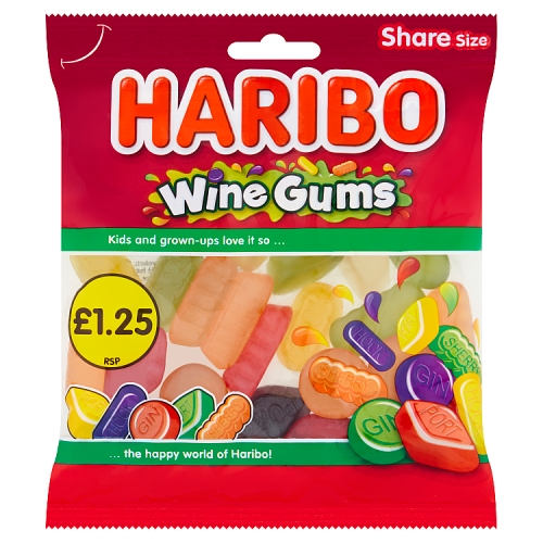 Haribo Wine Gums PM £1.25 140g pack shot
