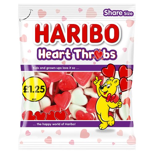 Haribo Bag Heart Throbs 140g PM £1.25 pack shot