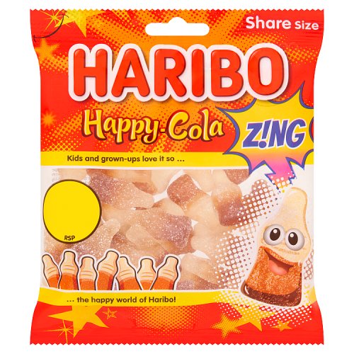 Haribo Bag Happy Cola Zing 140g PM £1.25 pack shot