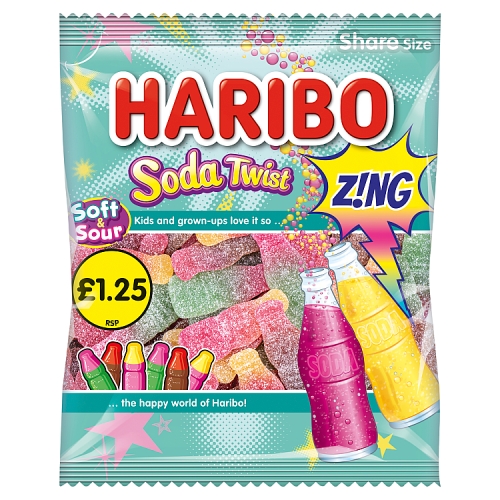 Haribo Bag Soda Twist Zing PM £1.25 160g pack shot