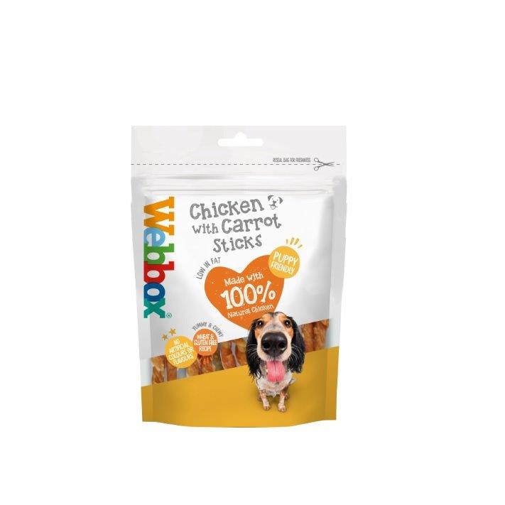 Webbox Chicken & Carrot Sticks 80g pack shot