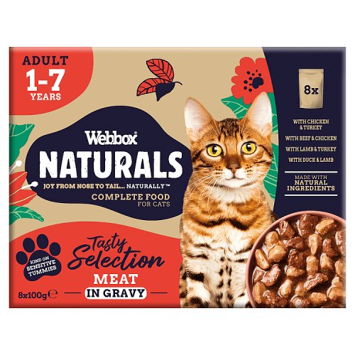Webbox Cat Natural Pouches Mixed Gravy Selection 8pk (8 x 100g) pack shot