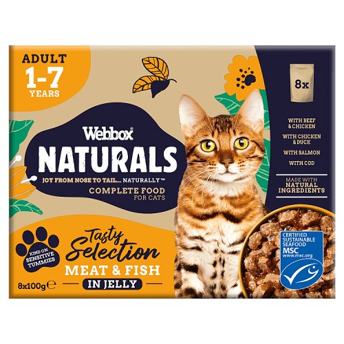 Webbox Cat Natural Pouches Fish In Jelly Selection 8pk (8 x 100g) pack shot