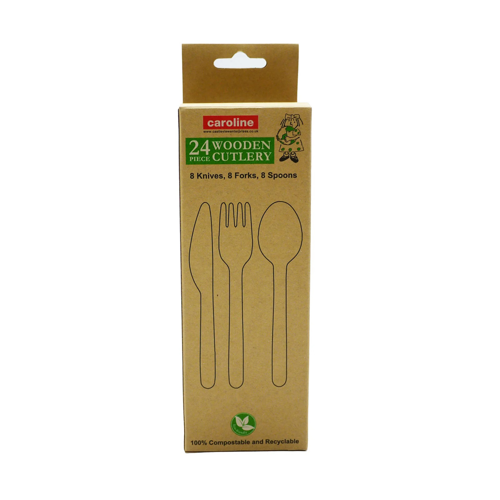 Caroline 24 Pack Assorted Wooden Cutlery 20s pack shot