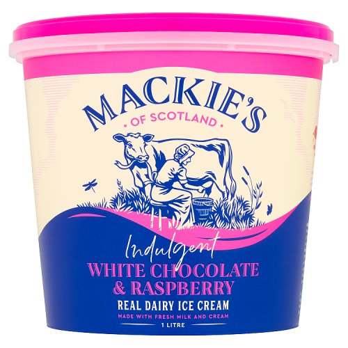 Mackies Indulgent White Chocolate & Raspberry 1Ltr pack shot