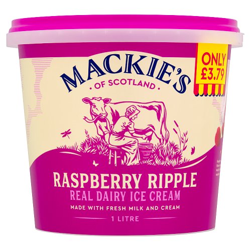 Mackies of Scotland Raspberry Ripple 1Ltr PM £3.79 pack shot