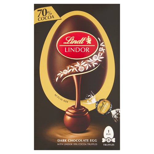 Lindt Lindor 70% Dark Shell Egg 260g pack shot