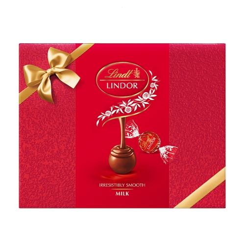Lindt Lindor Milk Chocolate Truffles Gift Box 300g pack shot