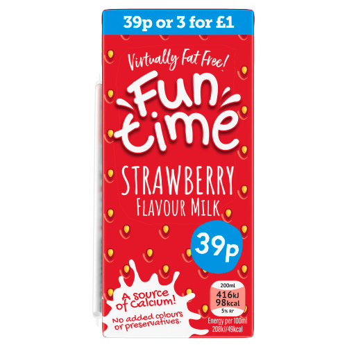 Funtime Strawberry Milk 200ml PMP pack shot