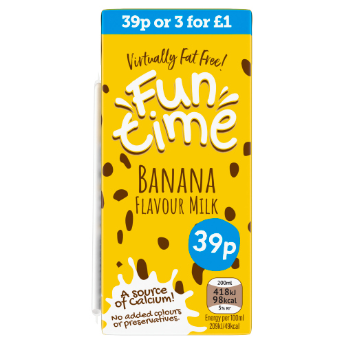 Funtime Banana Milk P 200ml PMP pack shot