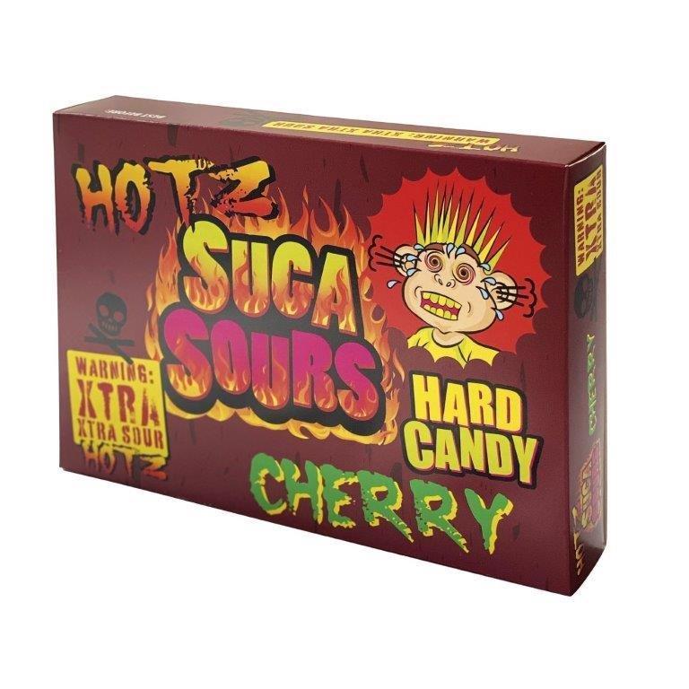 Suga Sours Hotz Cherry Flavour Candy 100g pack shot