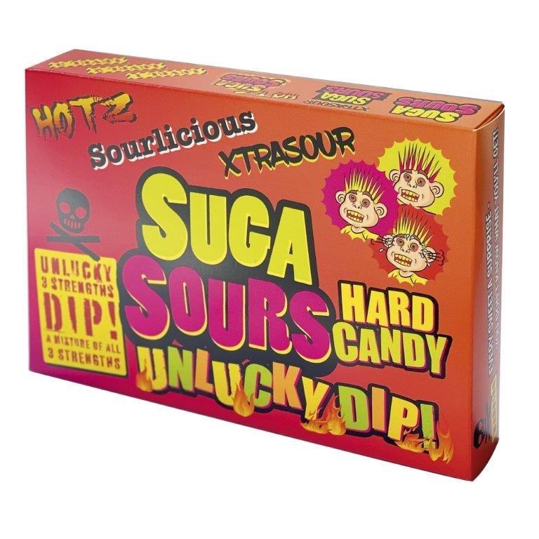 Suga Sours Hotz Unlucky Dip Flavour Candy 100g pack shot