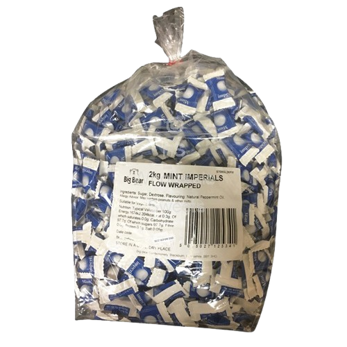 Glisten Big Bear Wrapped Mint Imperials 2kg pack shot