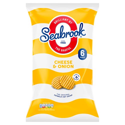 Seabrook Cheese & Onion 6pk (6 x 25g) 150g pack shot