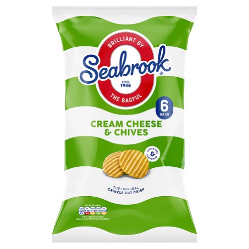 Seabrook Crinkle Crisps Cream Cheese & Chives 6pk (6 x 25g) 150g pack shot