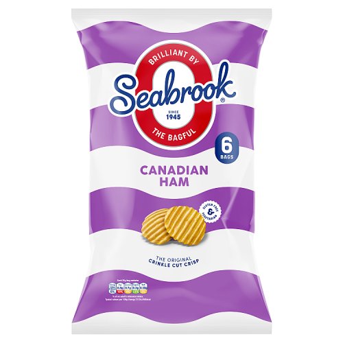 Seabrook Crinkle Crisps Canadian Ham 6pk (6 x 25g) 150g pack shot