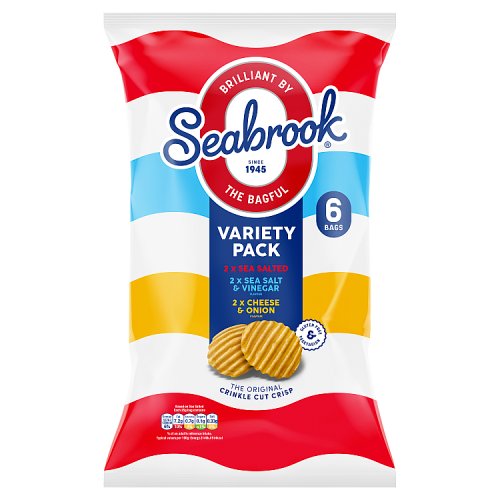 Seabrook Crinkle Crisps Variety 6pk (6 x 25g) 150g pack shot