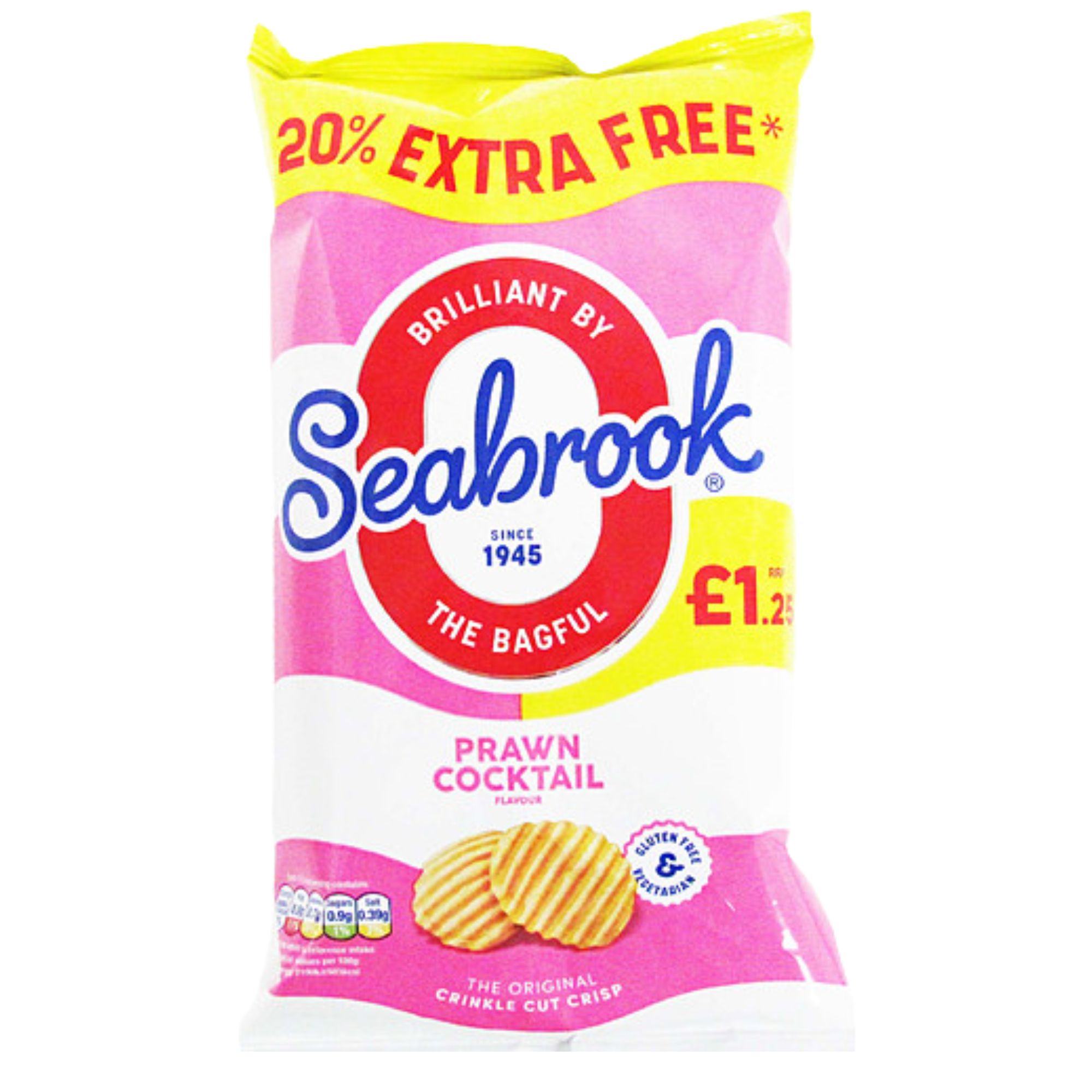 Seabrook Prawn Cocktail Flavour Crisps PM £1.25 84g pack shot