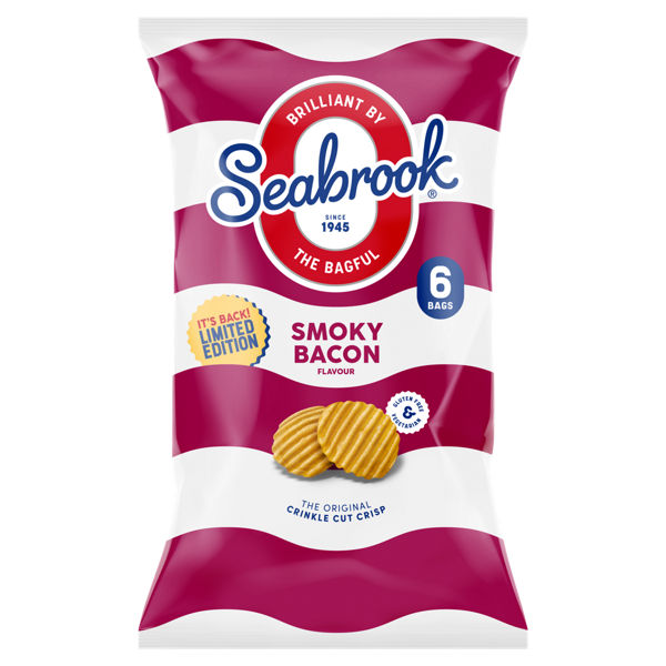 Seabrook Crinkle Cut Bacon 6pk (6 x 25g) pack shot