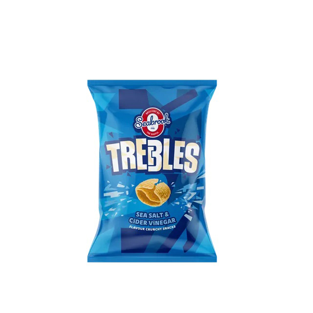 Seabrook Trebles Sea Salt & Cider Vinegar Flavour Crunchy Snacks PM £1.25 60g pack shot