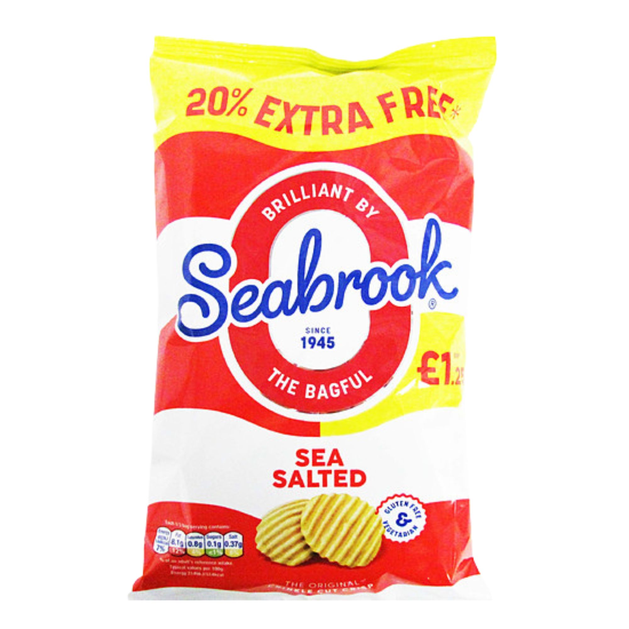 Seabrook Sea Salted Crisps PM £1.25 84g pack shot