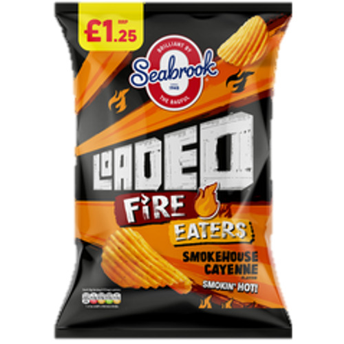 Seabrook Loaded Fire Eaters Smokehouse Cayenne PM £1.25 65g pack shot