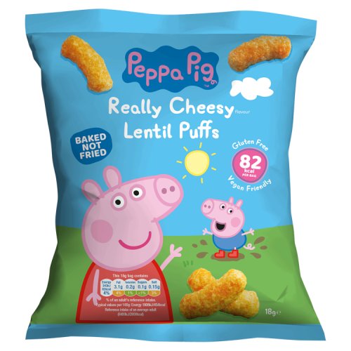 Peppa Pig Cheesy Lentil Puffs 18g pack shot