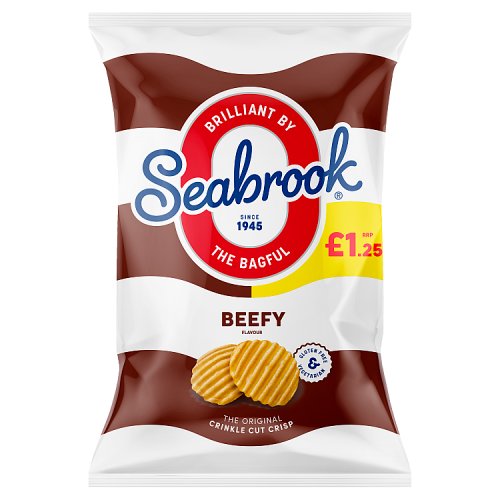 Seabrook Beef Crinkle Crisps PM £1.25 70g pack shot