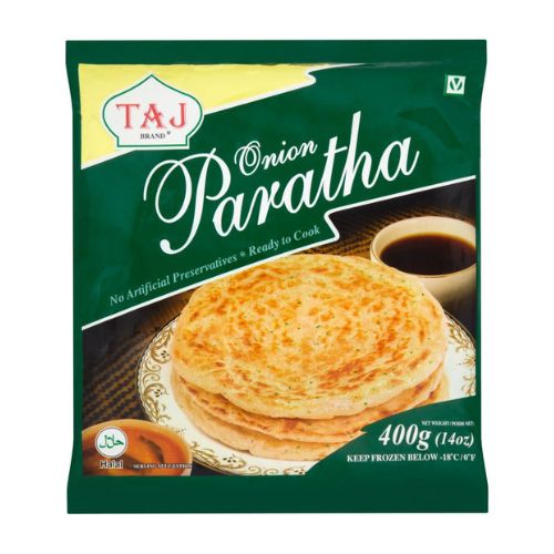 TAJ Onion Parathas 400g pack shot