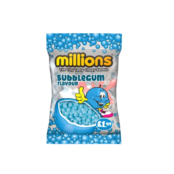 Millions Bubblegum Hanging Bags PM £1.49 110g pack shot